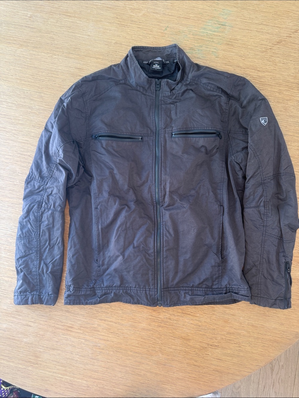 KÜHL Men’s Quilted Lined Zip Jacket Brown Large Outdoor Moto Utility Coat